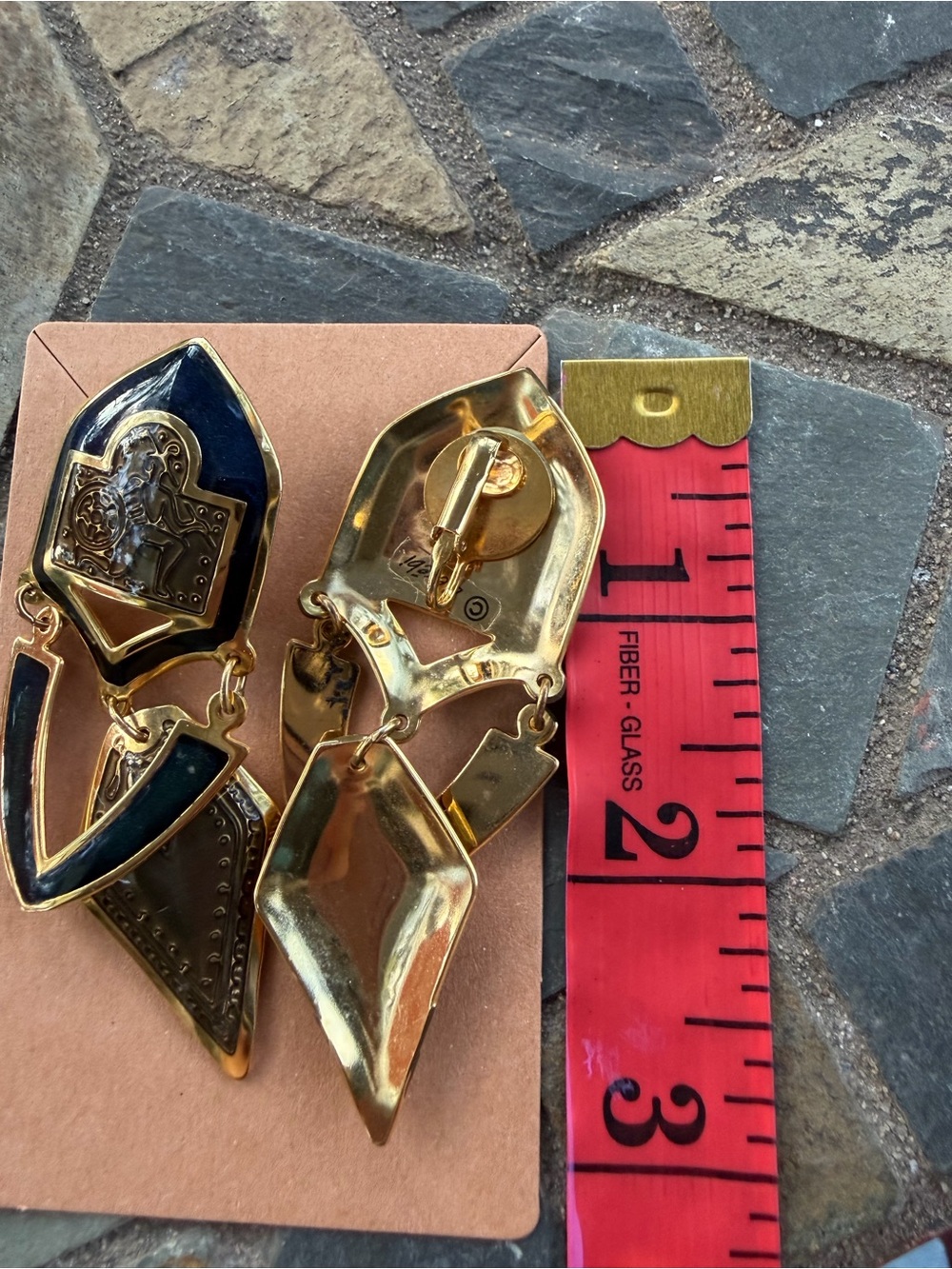 Chunky Vintage Edgar Berebi Enamel Statement Clip Earrings - Picture 6 of 7